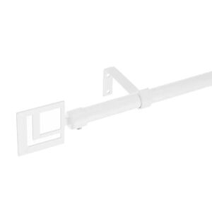 LOLAhome Set de barra de cortina extensible de 122 a 211 cm, 2 escuadras y 2 terminales blanco de metal