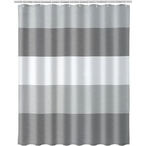 LOLAhome Cortina de baño de rayas de tela gris de 180x200 cm