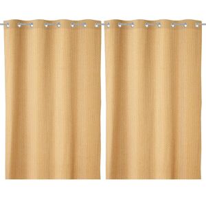 LOLAhome Set de 2 cortinas con medallones amarillas de algodón natural de 140x260 cm