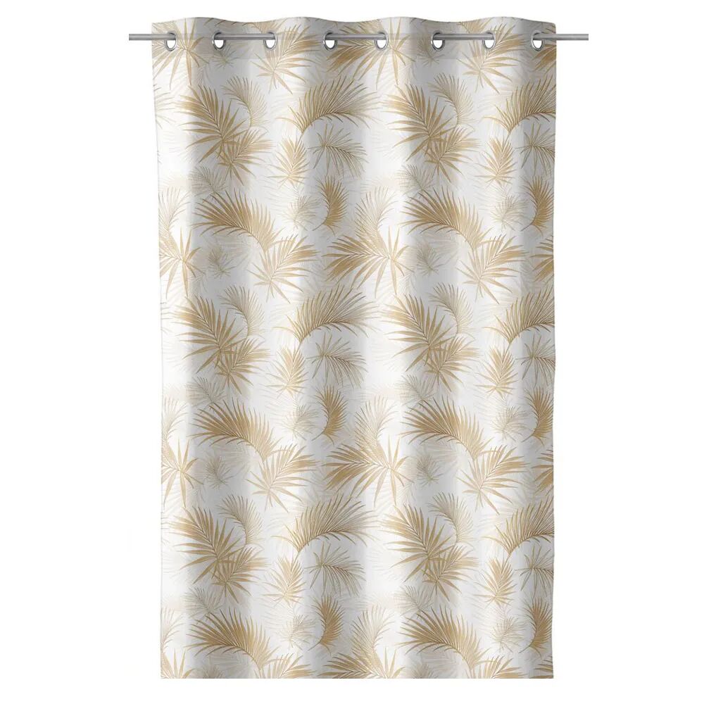 LOLAhome Cortina confeccionada de hojas blanca y beige de algodón orgánico de 140x260 cm