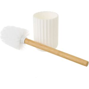 LOLAhome Escobilla de Baño blanco de bambú y PVC de Ø 9x35 cm