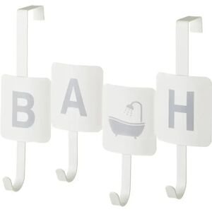 LOLAhome Perchero de baño para puerta de 4 ganchos blanco de metal de 27x11x35 cm