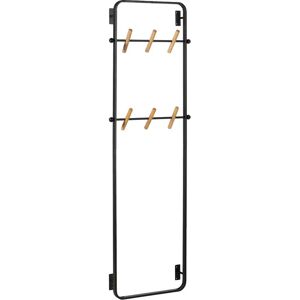 LOLAhome Perchero de pared con 6 colgadores negro de metal de 45x7x150 cm