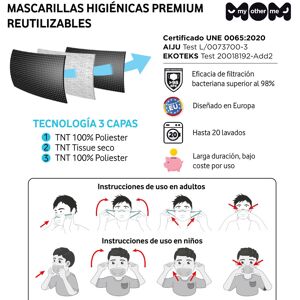 Mascarilla infantil protectora Papá Noel de tela homologada 98 % filtración de Navidad para 10-12 años