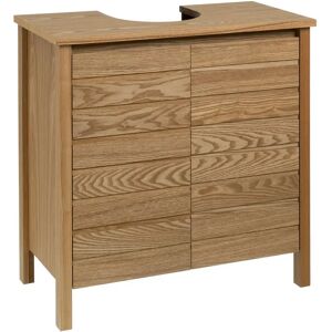 LOLAhome Mueble para lavabo suspendido chapado con madera de fresno natural de 60x30x60 cm