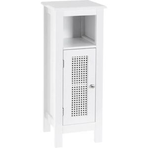 LOLAhome Armario de baño de 1 puerta con rejilla de madera blanco de 30x28x80 cm