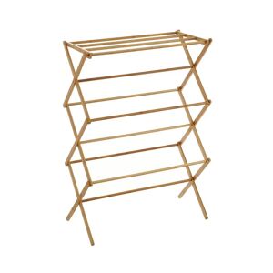 LOLAhome Toallero tendedero plegable de madera de bambú natural de 74x36x105 cm