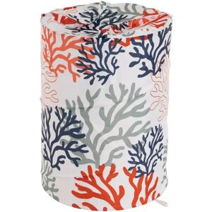 LOLAhome Cesto de ropa coral de tela azul y blanca de Ø 40x55 cm