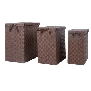 LOLAhome Set de 3 cestos de ropa de polipropileno marrón
