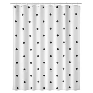 LOLAhome Cortina de baño de lunares de tela blanca de 180x200 cm