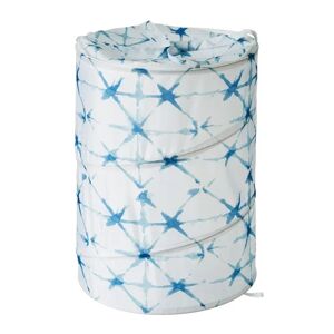 LOLAhome Cesto de ropa plegable de estrellas de tela azul y blanco de Ø 40x55 cm