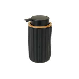 LOLAhome Dispensador de jabón de bambú y PVC negro de Ø 9x14 cm