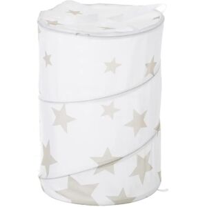 LOLAhome Cesto de ropa de tela beige con estrellas de Ø 40x55 cm