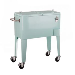 LOLAhome Nevera porta hielo vintage Fresh con ruedas para barbacoa de metal verde de 74x43x80 cm