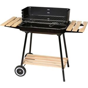 LOLAhome Barbacoa de carbón Chiara con parrilla de acero negra de 67x38x83 cm