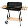 LOLAhome Barbacoa de carbón Chiara con parrilla de acero negra de 67x38x83 cm