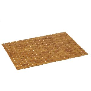 LOLAhome Alfombra de ducha antideslizante de mosaico de bambú natural de 60x42 cm