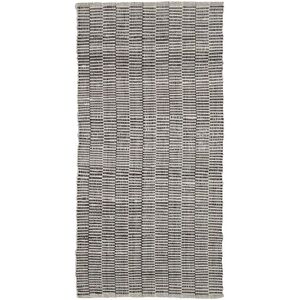 LOLAhome Alfombra de fibra PET de rayas para interior y exterior negra y beige de 80x150 cm