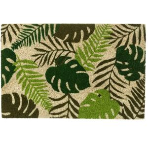 LOLAhome Felpudo de hojas verde fibra de coco natural de 40x60 cm