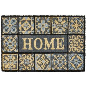 LOLAhome Felpudo con mosaico home negro de fibra de coco natural de 40x60 cm