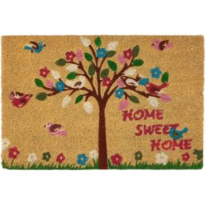 LOLAhome Felpudo árbol de la vida antideslizante multicolor de fibrade coco de 60x40 cm