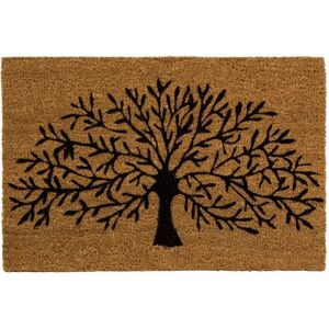 LOLAhome Felpudo de Árbol de la Vida marrón de fibra de coco naturalde 40x60 cm