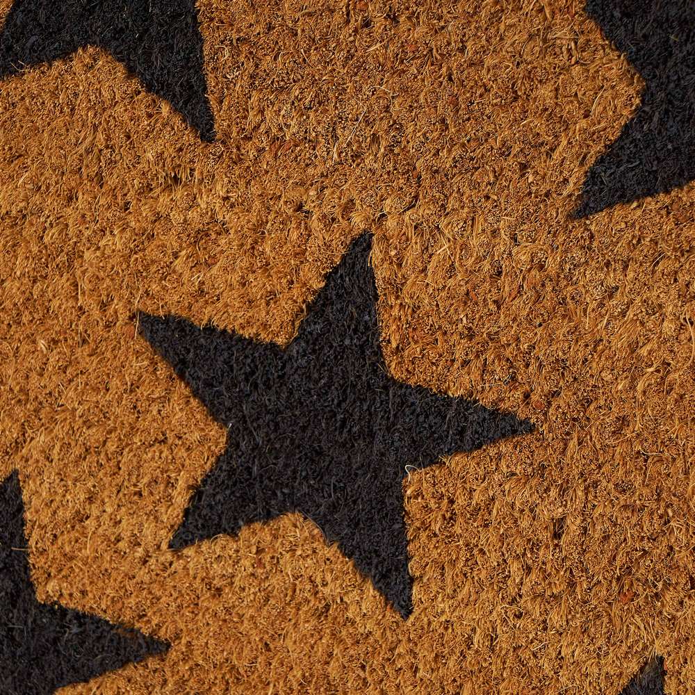 Felpudo estrella antideslizante marrón y negro de fibra de coco de 60x40 cm
