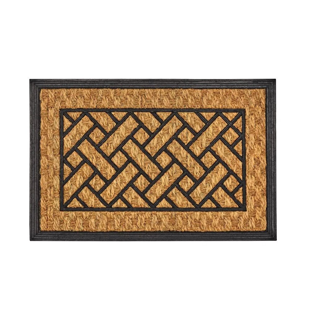 LOLAhome Felpudo mosaico trenzado de fibra natural de coco de 60x40 cm