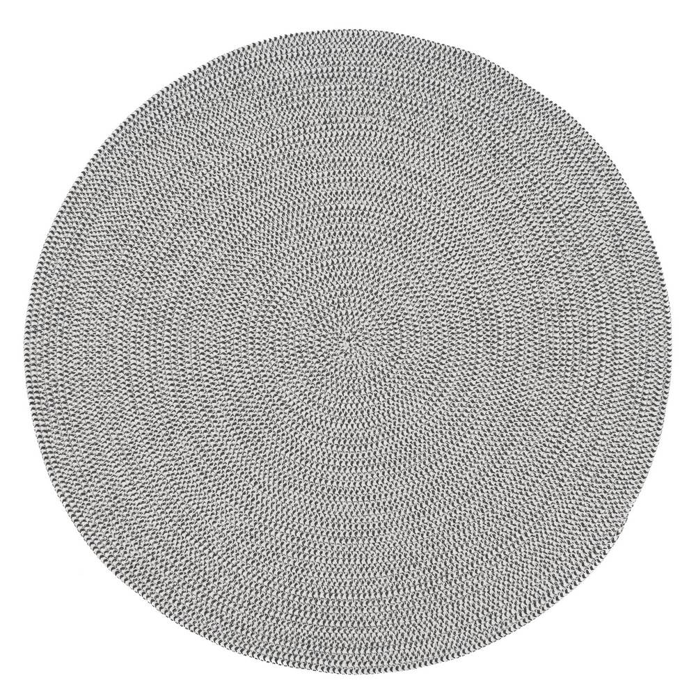 LOLAhome Alfombra redonda trenzada de cuerda gris y blanca de Ø 130 cm