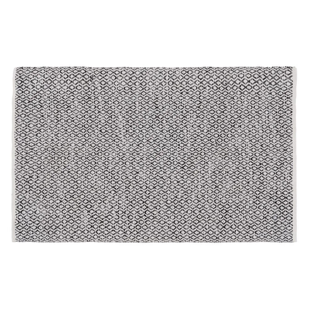LOLAhome Alfombra cosida a mano de rombos gris de algodón y poliéster de 120x180 cm