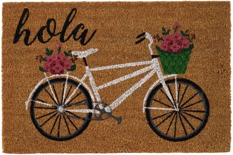 LOLAhome Felpudo antideslizante de bicicleta marrón de fibra de cocode 60x40 cm