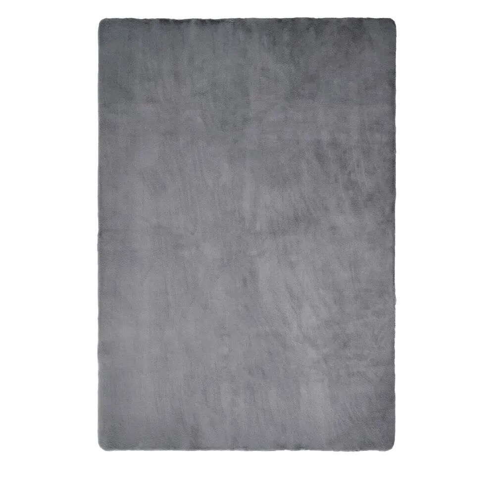 LOLAhome Alfombra de pelo gris oscuro de tela de poliéster de 140x200 cm