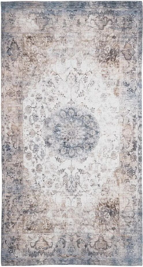 LOLAhome Alfombra rectangular gris de algodón de 150x80 cm