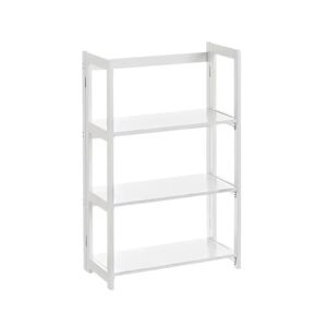 LOLAhome Estantería plegable con 3 estantes de madera blanca de 56x27x86 cm