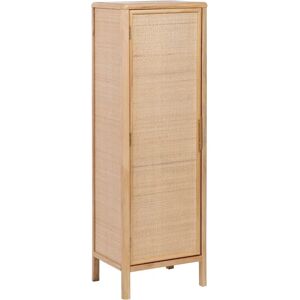 LOLAhome Armario de rejilla con 1 puerta de madera color natural de 43x35x132 cm