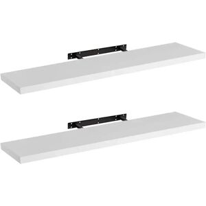 LOLAhome Set de 2 estantes de pared flotantes de madera MDF blancos de 120x23 cm