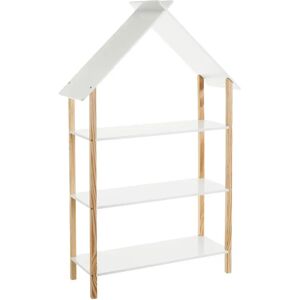 LOLAhome Estantería casa con 3 estantes de madera de pino blanca de 79x30x131 cm