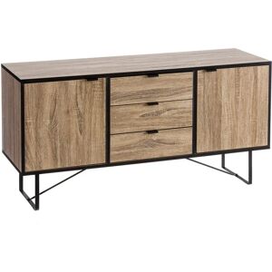 LOLAhome Mueble TV de madera y metal natural con 3 cajones y 2 puertas de 60x39x120 cm