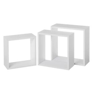 LOLAhome Set de 3 estantes cubo de madera MDF blanco