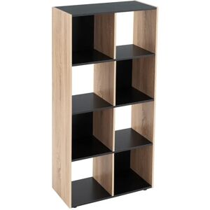 LOLAhome Estantería cubo de madera MDF negra y natural de 60x29x120 cm