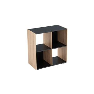 LOLAhome Estantería cubo de madera MDF negra y beige  de 60x29x62 cm