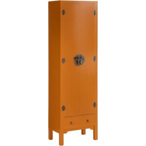 LOLAhome Armario de madera DM naranja de 2 cajones y 2 puertas de 55x33x185 cm