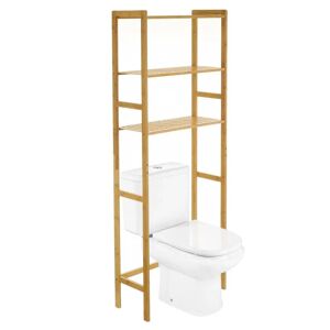 LOLAhome Estantería sobre WC con 3 estantes de bambú natural de 60x25x161 cm