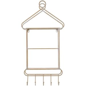 LOLAhome Percha 2 estantes blanco y natural de metal de 43x13x84 cm