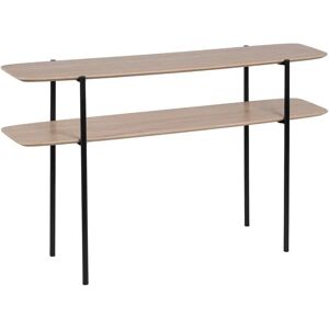 LOLAhome Consola biselada con estante de metal negro y madera natural de 120x33x75 cm