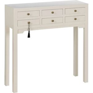 LOLAhome Consola con 6 cajones blanca de madera de 85x26x85 cm