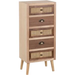 LOLAhome Sinfonier con rejilla de madera y rattan natural de 40x30x91 cm