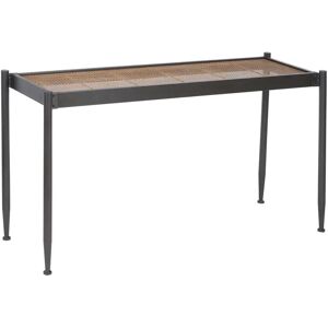 LOLAhome Consola con rejilla negra y natural de metal y cristal de 126x45x71 cm