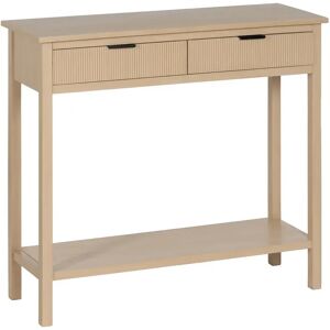 LOLAhome Consola de 2 cajones con pliegues beige de madera de 90x30x81 cm