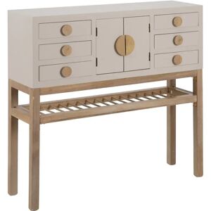 LOLAhome Aparador taupe geométrico de madera de paulonia de 95x26x88cm